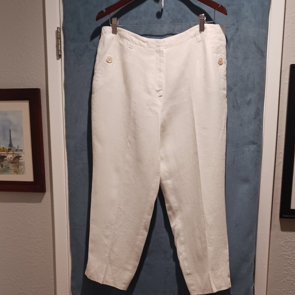 Talbots white linen pants. NWOT. Size 16p. Fully lined.